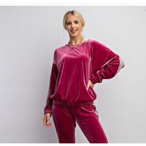 Easel Velour Top & Jogging Pants Set Medium Magenta